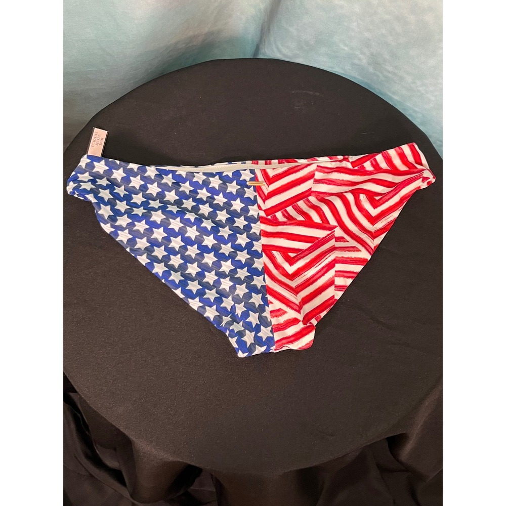 Victoria's Secret Swim American Flag Stars Stripes Cheeky Hipster Bottom Large - Picture 2 of 4